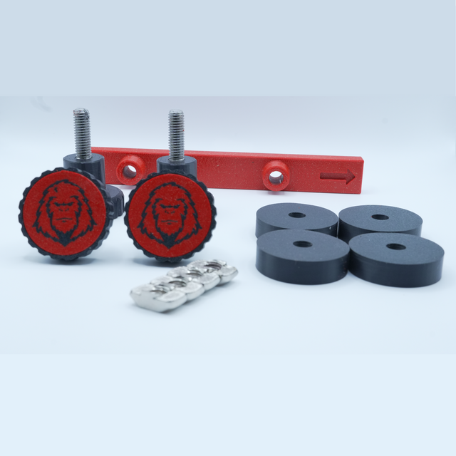 BLACK Knobs + RED Trim: 12 Piece Tool Free Mounting Kit for Tune M1 Camper