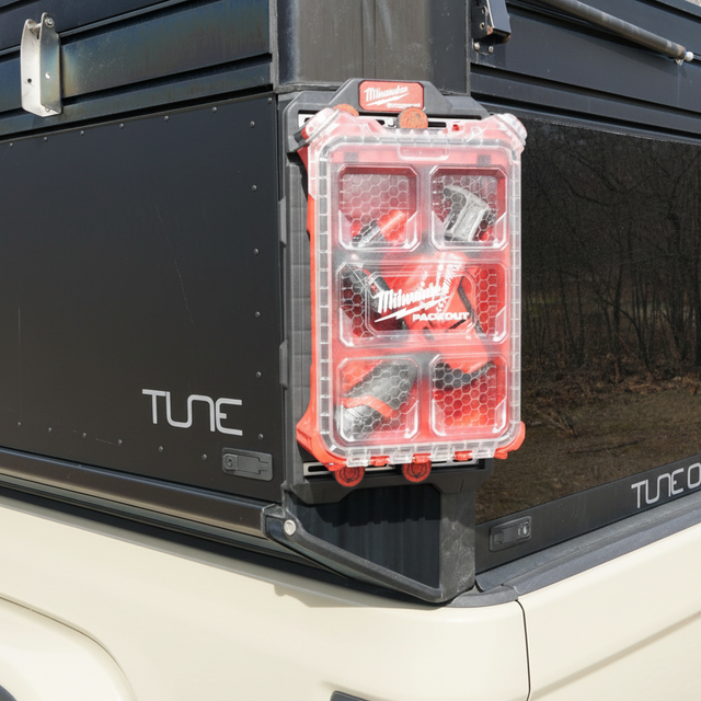 BLACK Knobs + RED Trim: 12 Piece Tool Free Mounting Kit for Tune M1 Camper